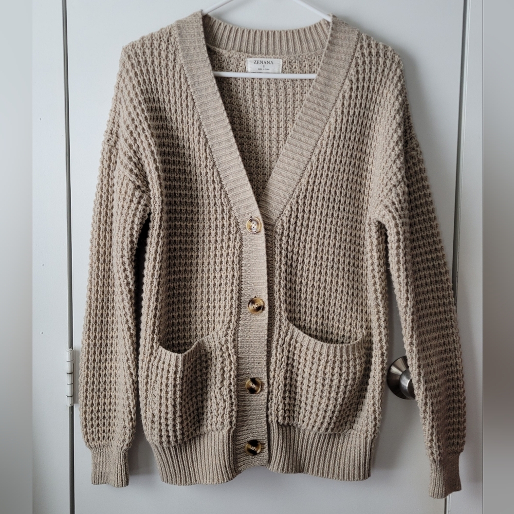 Zenana Thick Waffle Cardigan Sweater